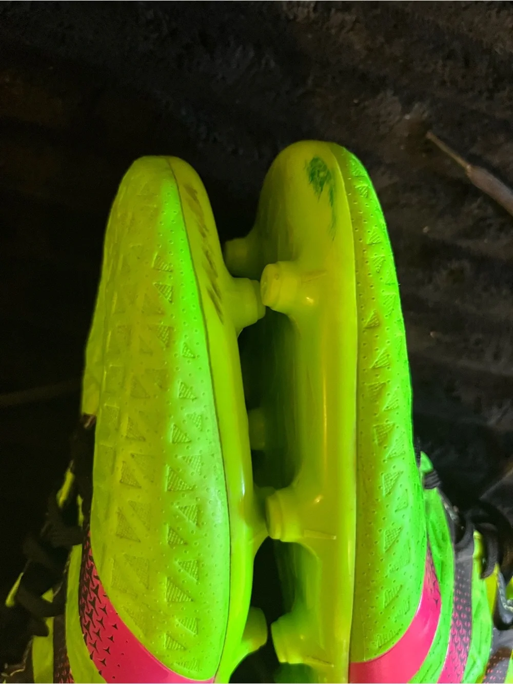 adidas Neon Green and Hot Pink Men's Athletic Soccer Shoes